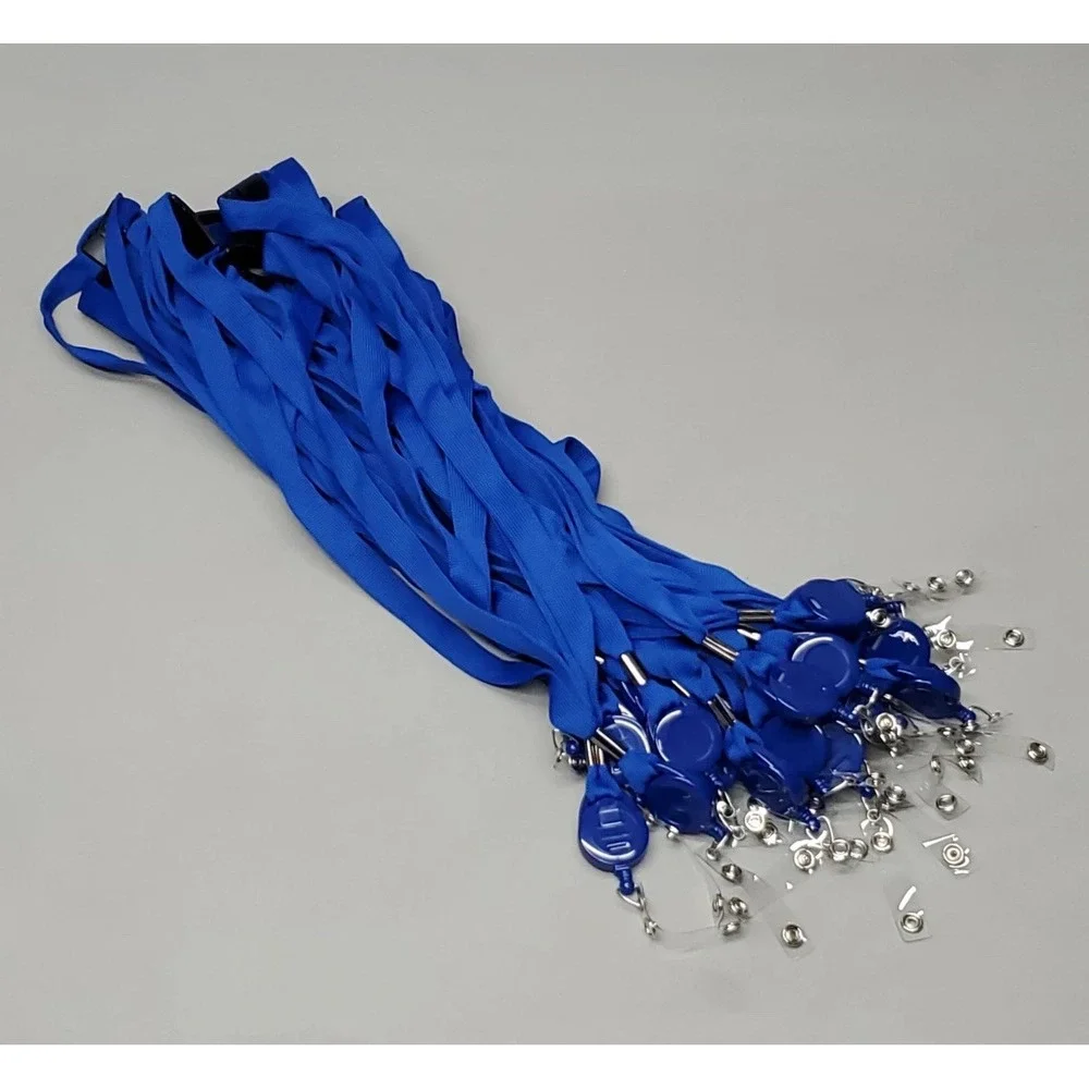 Blue Lanyards With Lanyard Reel &‎ ID Card Holder Neck Strap 25 Pack NEW